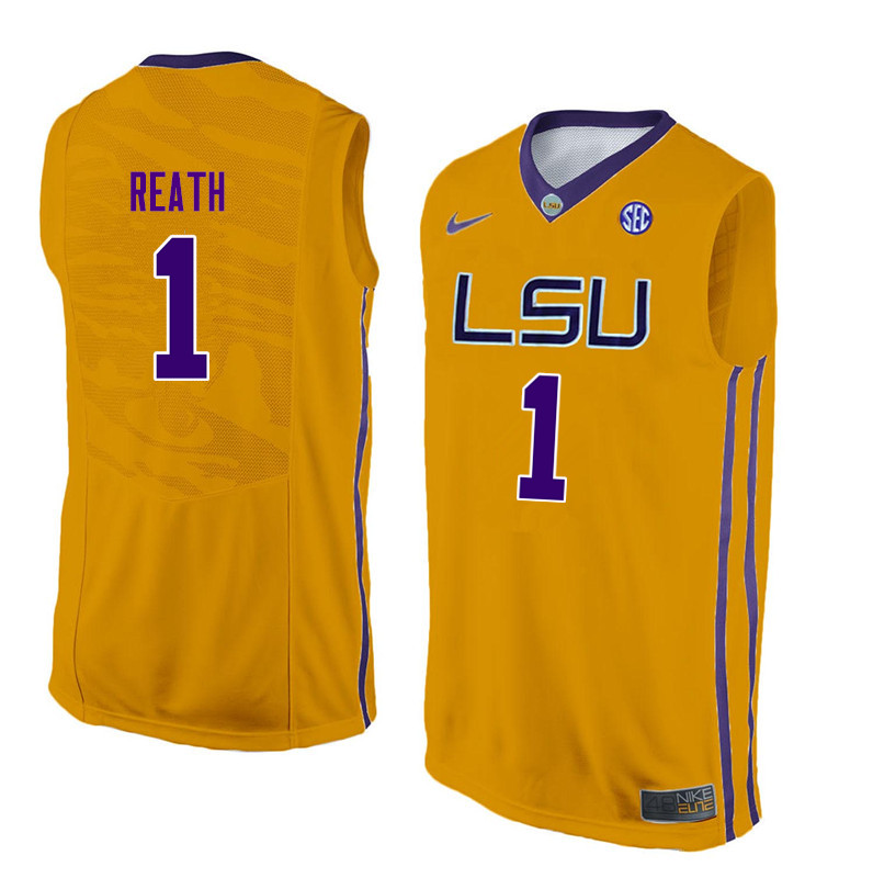 Men LSU Tigers #1 Duop Reath College Basketball Jerseys-Gold - Click Image to Close